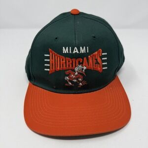 Vintage Miami Hurricanes Hat Cap Snapback Mens Green College Football 90s